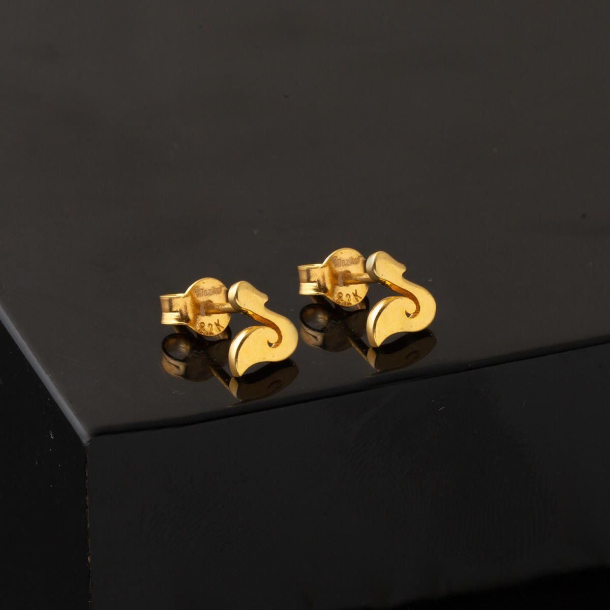 22K Yellow Gold Swan Clip-On Earrings