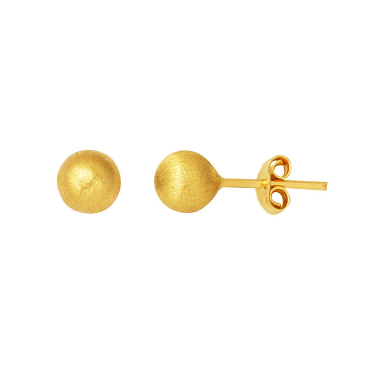 14K Yellow Gold Sandblasted Ball Screw Back Earrings