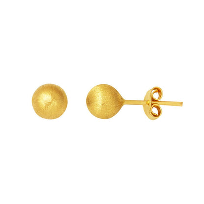 14K Yellow Gold Sandblasted Ball Screw Back Earrings