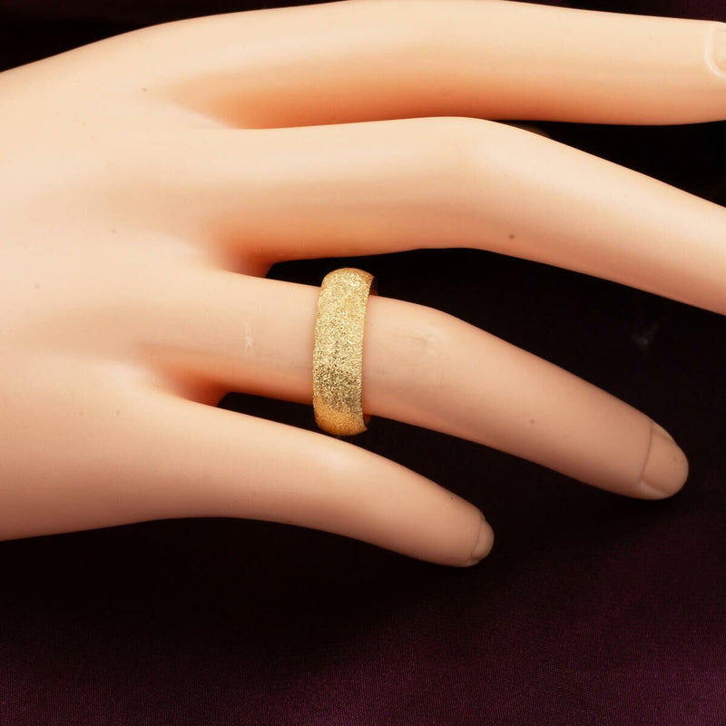 14K Yellow Gold Sandblasted Wedding Band Set