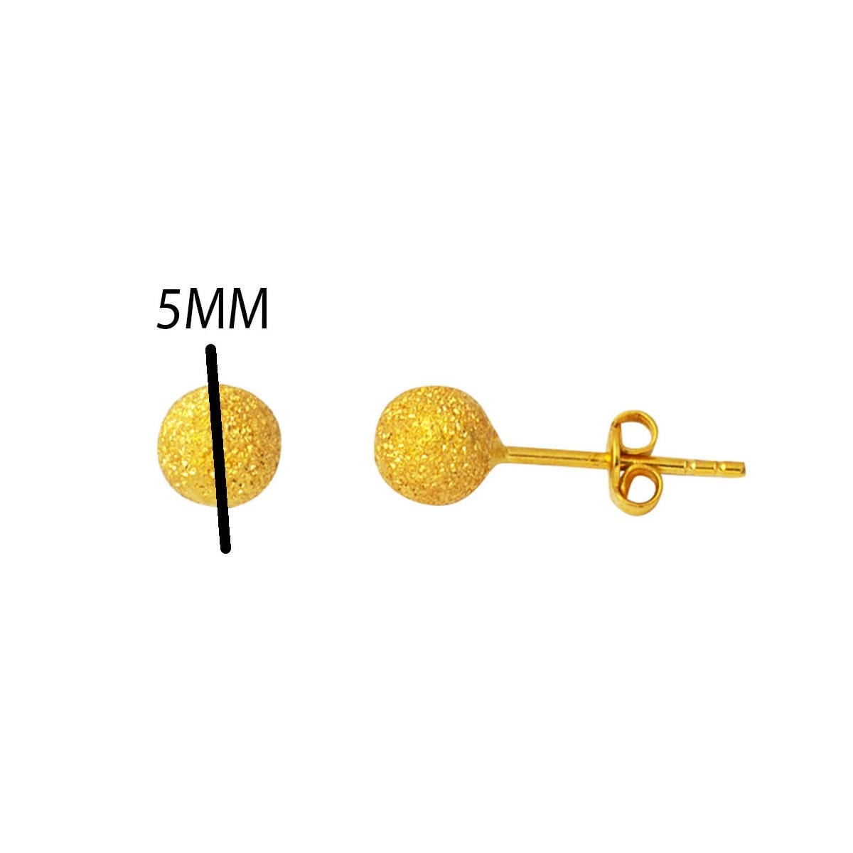 22K Yellow Gold Sandblasted Ball Earrings