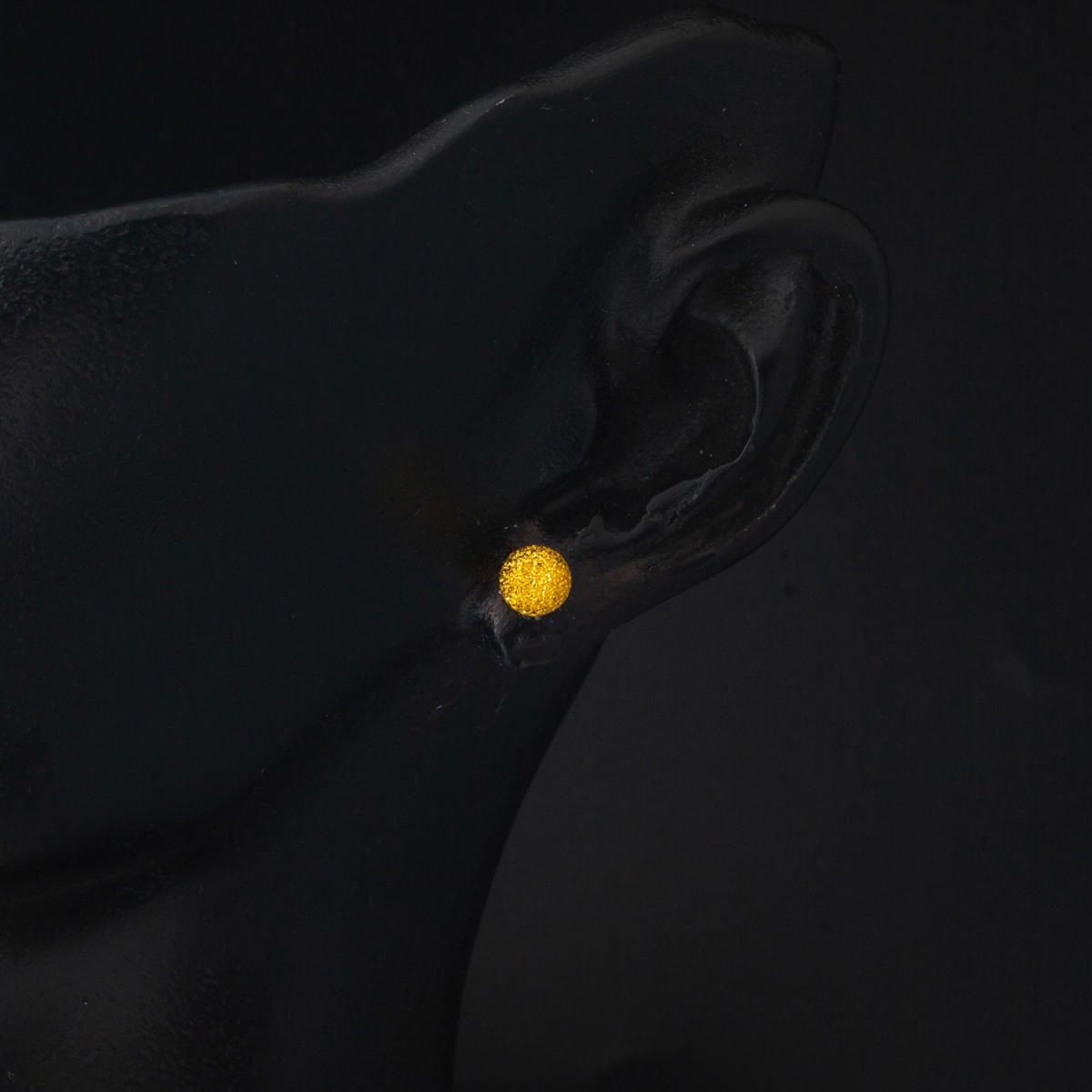 22K Yellow Gold Sandblasted Ball Earrings