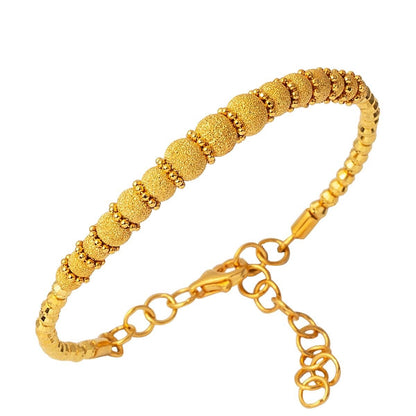 22K Yellow Gold Sandblasted Gold Bead Hinged Cuff Bangle
