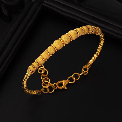 22K Yellow Gold Sandblasted Gold Bead Hinged Cuff Bangle