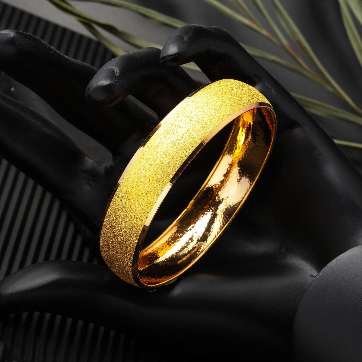 22K Yellow Gold Sandblasted Investment Bangle