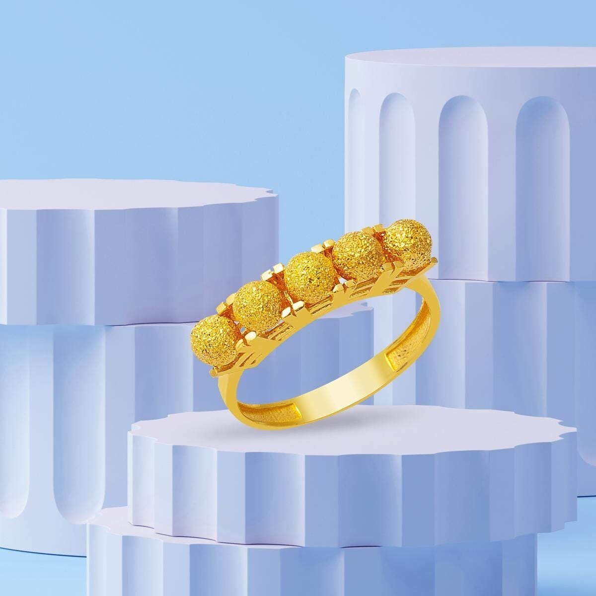 22K Yellow Gold Sandblasted Ball Ring (4.5 g)