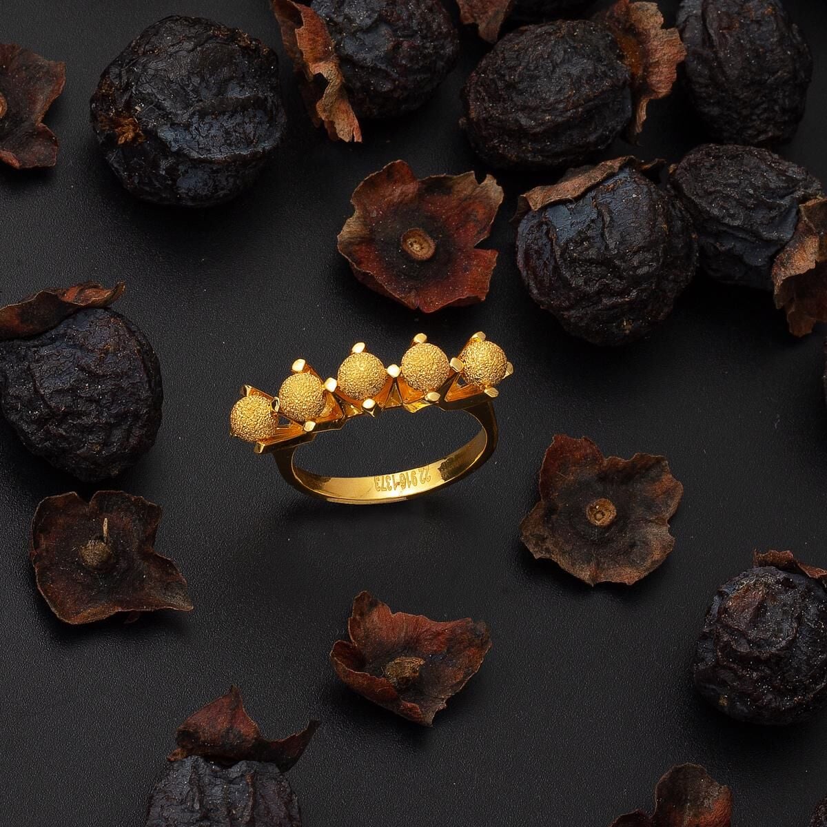 22K Yellow Gold Sandblasted Ball Ring (5.77 g)