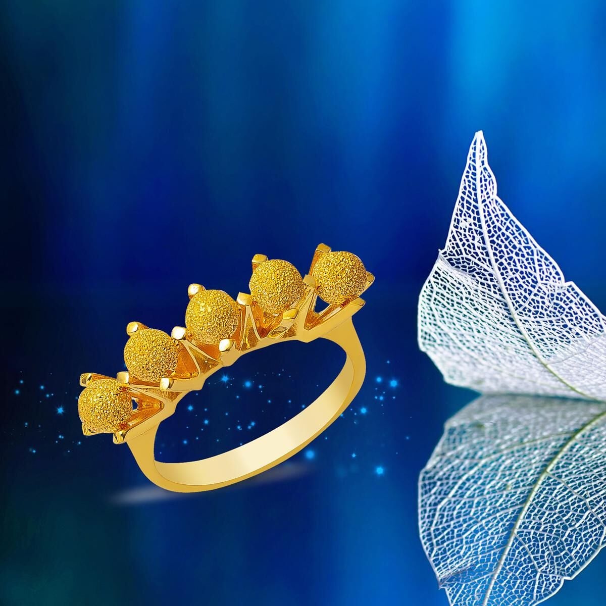 22K Yellow Gold Sandblasted Ball Ring (5.77 g)