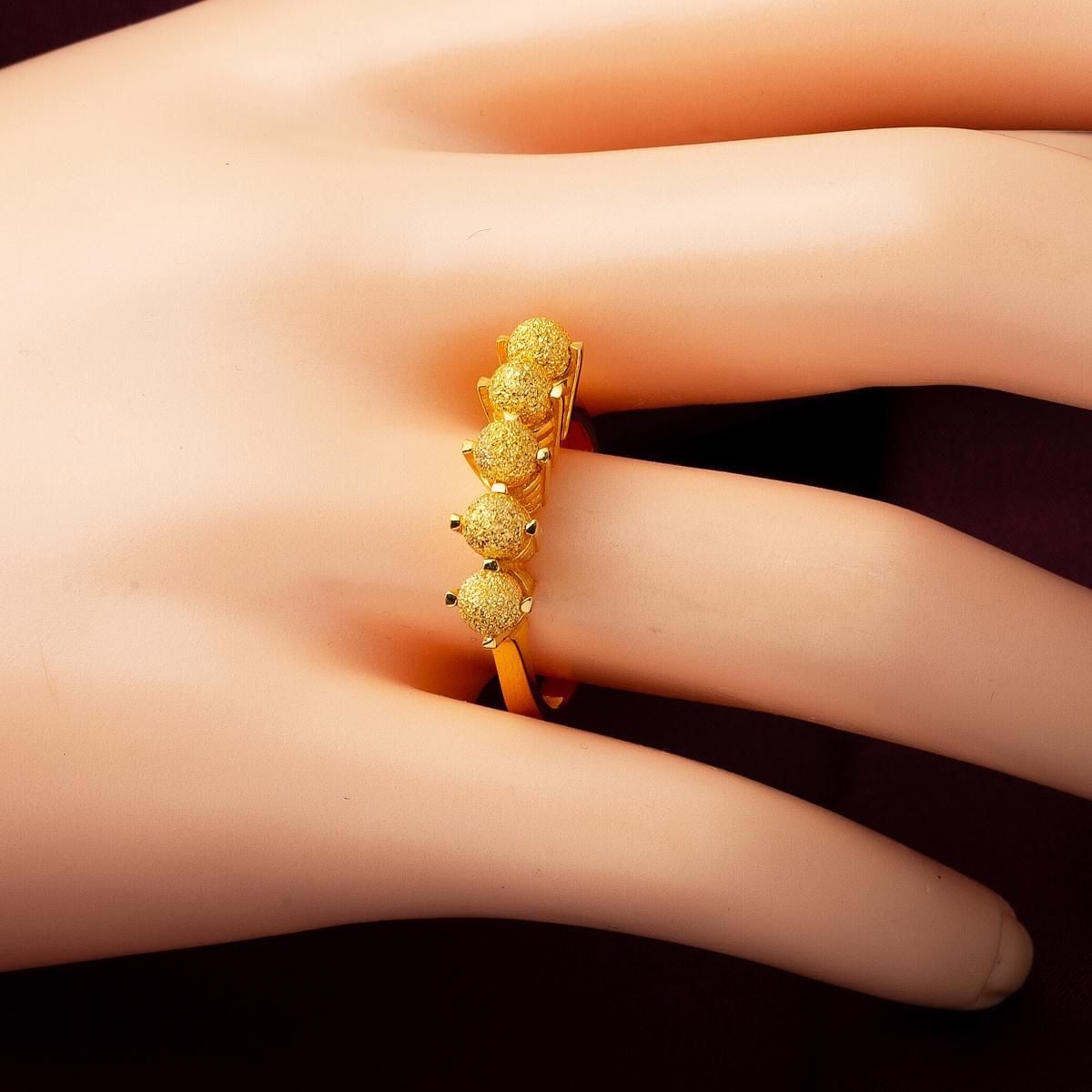 22K Yellow Gold Sandblasted Ball Ring