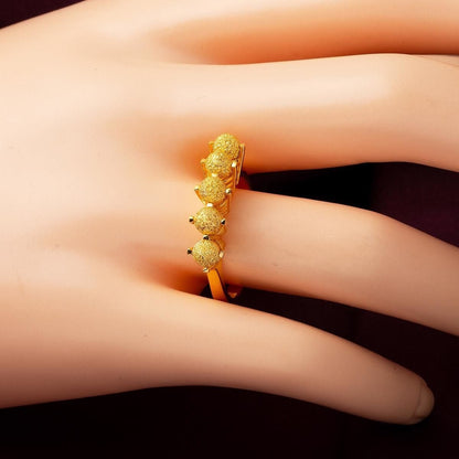 22K Yellow Gold Sandblasted Ball Ring