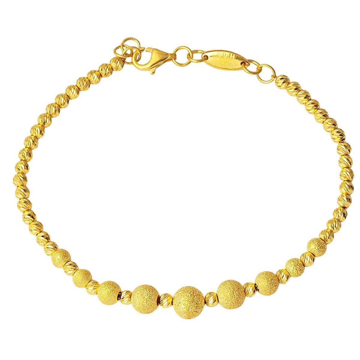 22K Yellow Gold Sandblasted Bead Bracelet