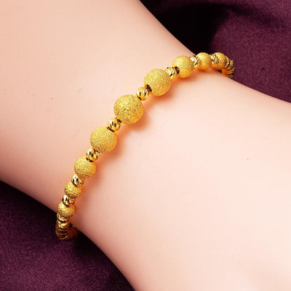 22K Yellow Gold Sandblasted Bead Bracelet