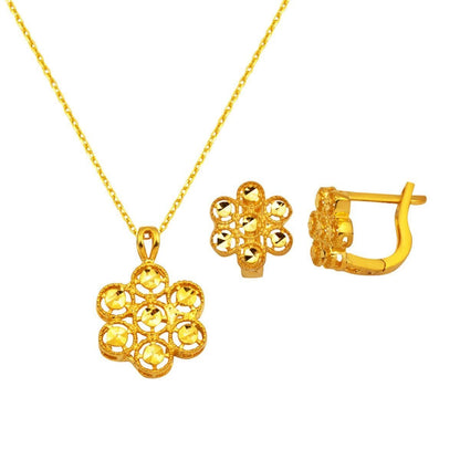 22K Yellow Gold 2-Piece Earrings Necklace Set
