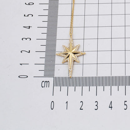 14K Yellow Gold Polar Star Cubic Zirconia Necklace