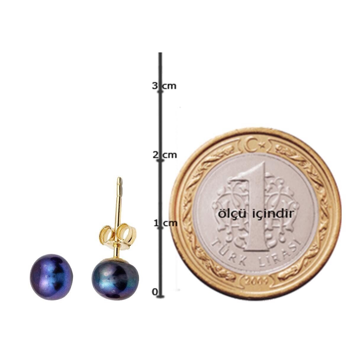 14K Yellow Gold Navy Blue Pearl Clip-On Earrings