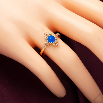 14K Rose Gold Navy Blue Cubic Zirconia Ring