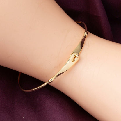 14K Yellow Gold Wishbone Thin Hinged Cuff Bangle