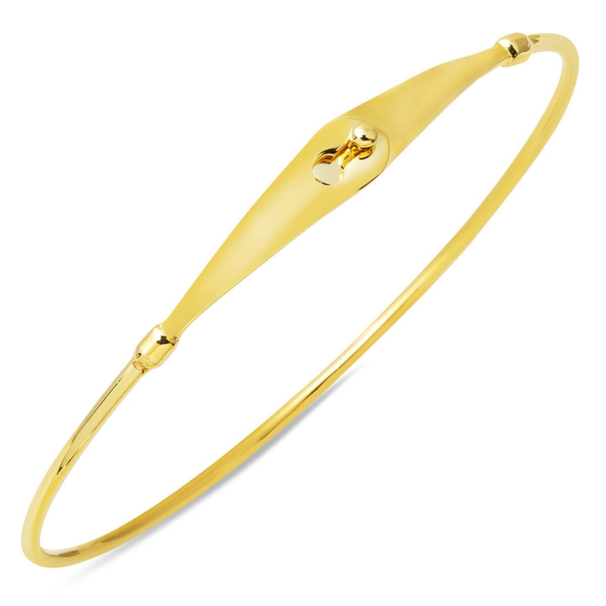 14K Yellow Gold Wishbone Thin Hinged Cuff Bangle