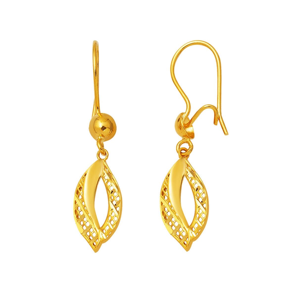 22K Yellow Gold Tulip Dangle Earrings