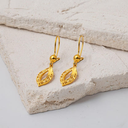 22K Yellow Gold Tulip Dangle Earrings