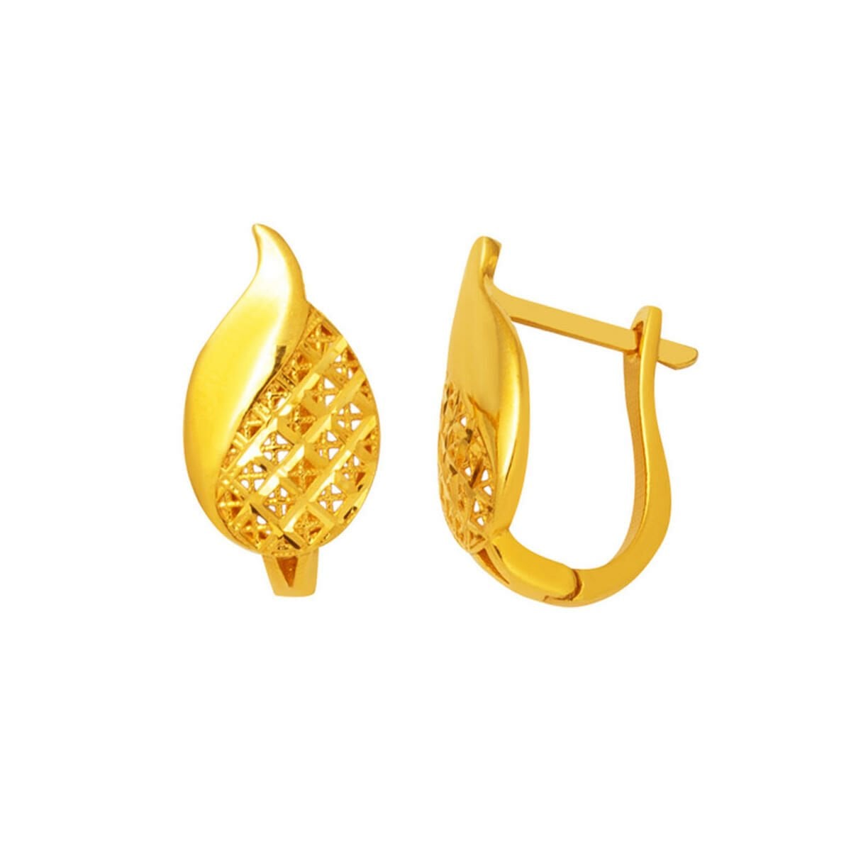 22K Yellow Gold Tulip Design Earrings