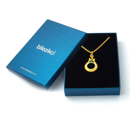 14K Yellow Gold Tulip Quarter Coin Bezel Cubic Zirconia Necklace