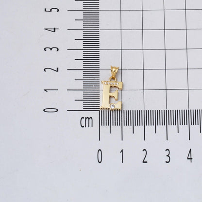 14K Yellow Gold Lettera E Initial Cubic Zirconia Necklace