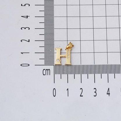 14K Yellow Gold Lettera H Initial Cubic Zirconia Pendant
