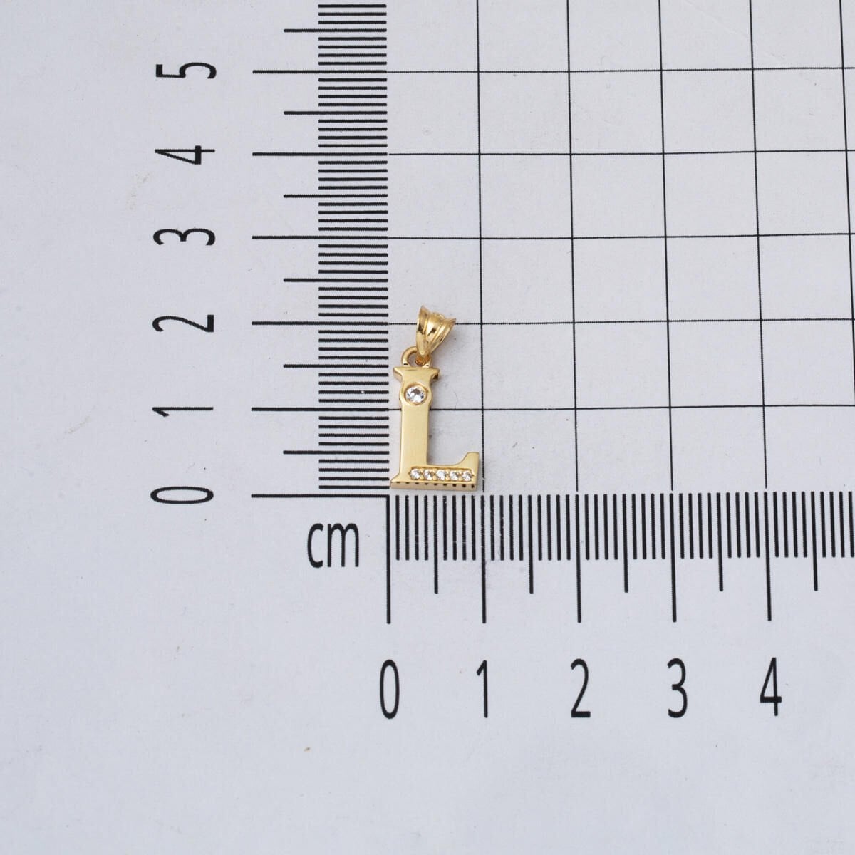 14K Yellow Gold Lettera L Initial Cubic Zirconia Pendant