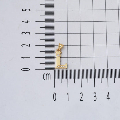 14K Yellow Gold Lettera L Initial Cubic Zirconia Pendant