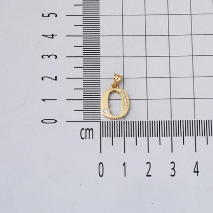 14K Yellow Gold Lettera O Initial Cubic Zirconia Pendant