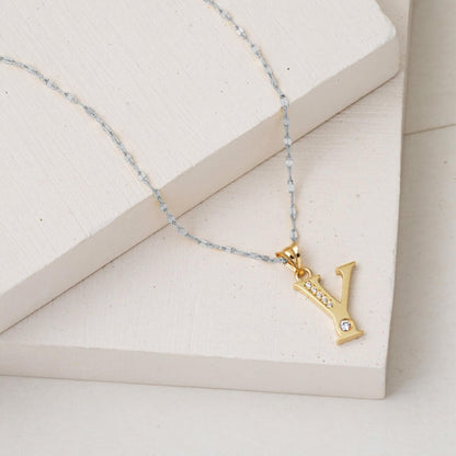14K Yellow Gold Lettera Y Initial Cubic Zirconia Pendant