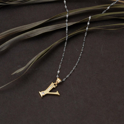 14K Yellow Gold Lettera Y Initial Cubic Zirconia Pendant