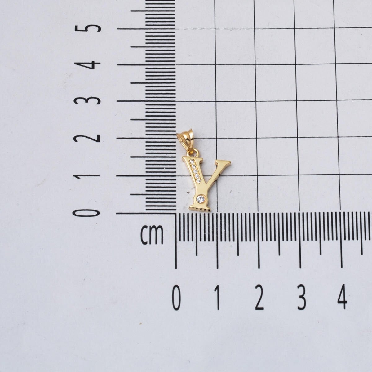 14K Yellow Gold Lettera Y Initial Cubic Zirconia Pendant