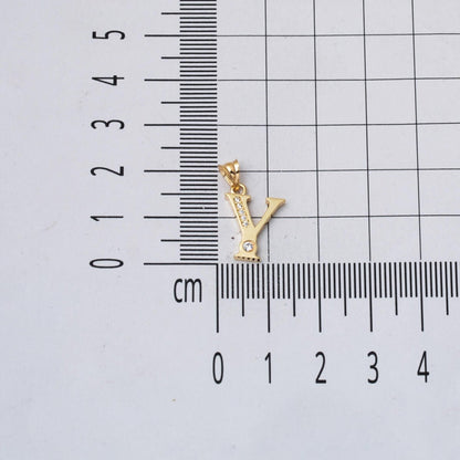 14K Yellow Gold Lettera Y Initial Cubic Zirconia Pendant