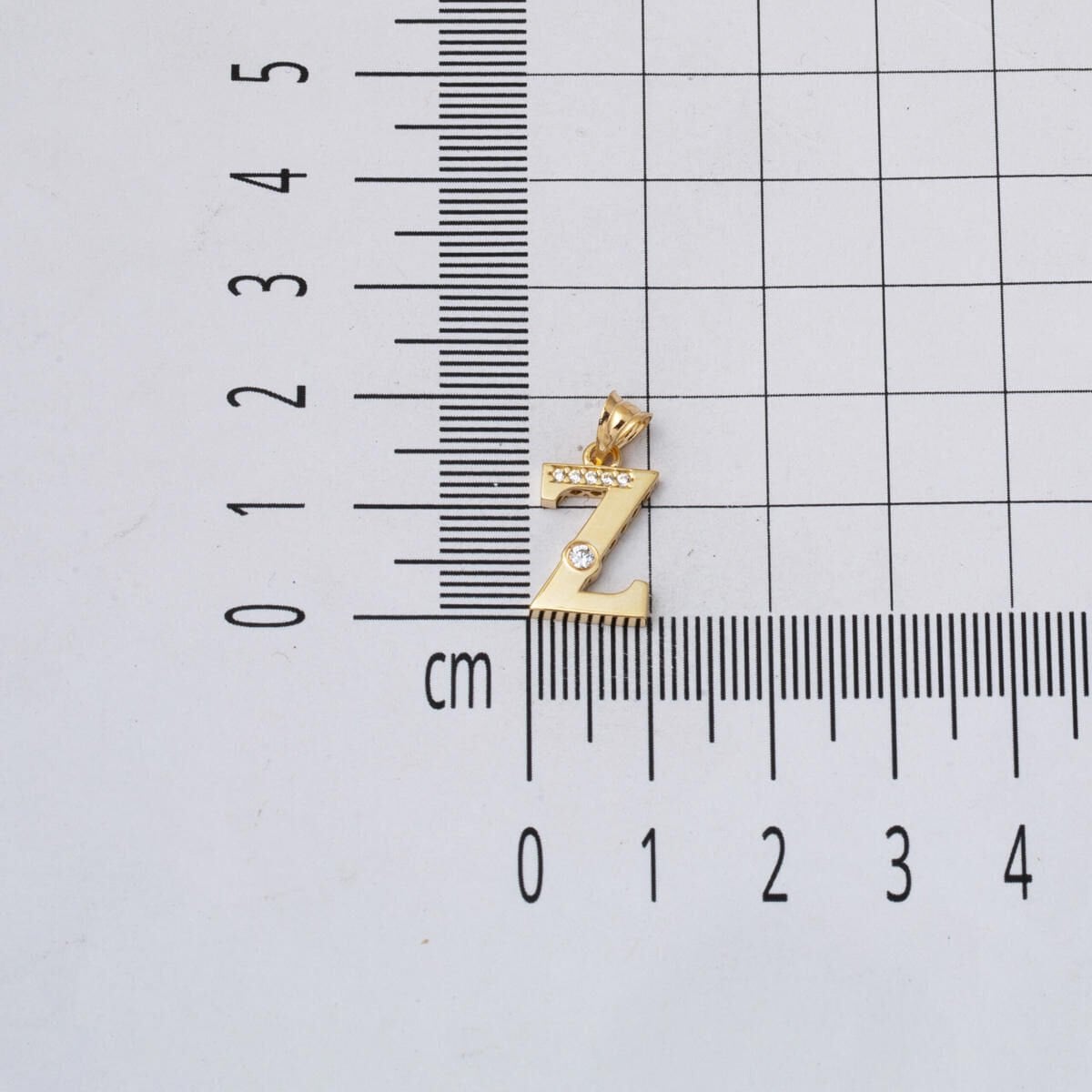 14K Yellow Gold Lettera Z Initial Cubic Zirconia Necklace