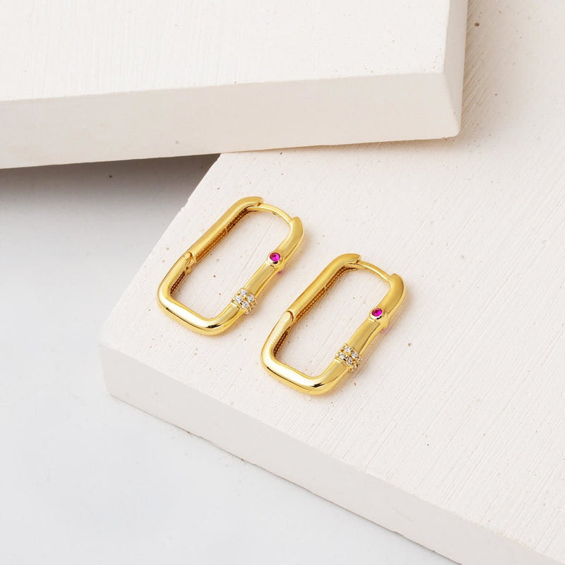 14K Yellow Gold Lia Square-Cut Cubic Zirconia Women's Earrings