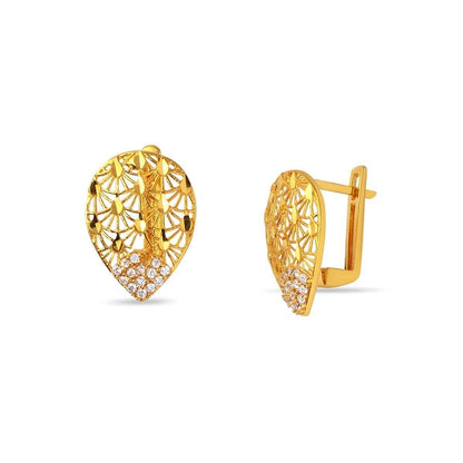 22K Yellow Gold Life Cubic Zirconia Earrings