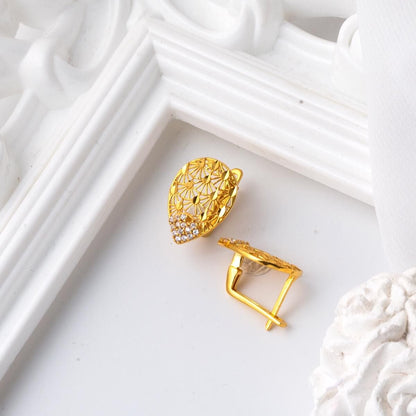 22K Yellow Gold Life Cubic Zirconia Earrings