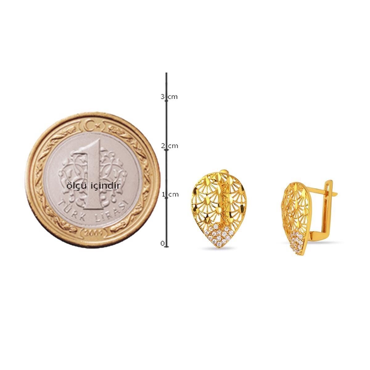 22K Yellow Gold Life Cubic Zirconia Earrings