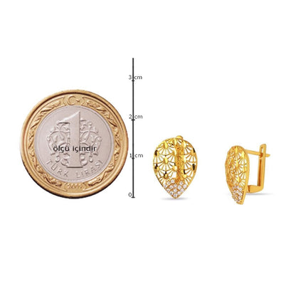 22K Yellow Gold Life Cubic Zirconia Earrings