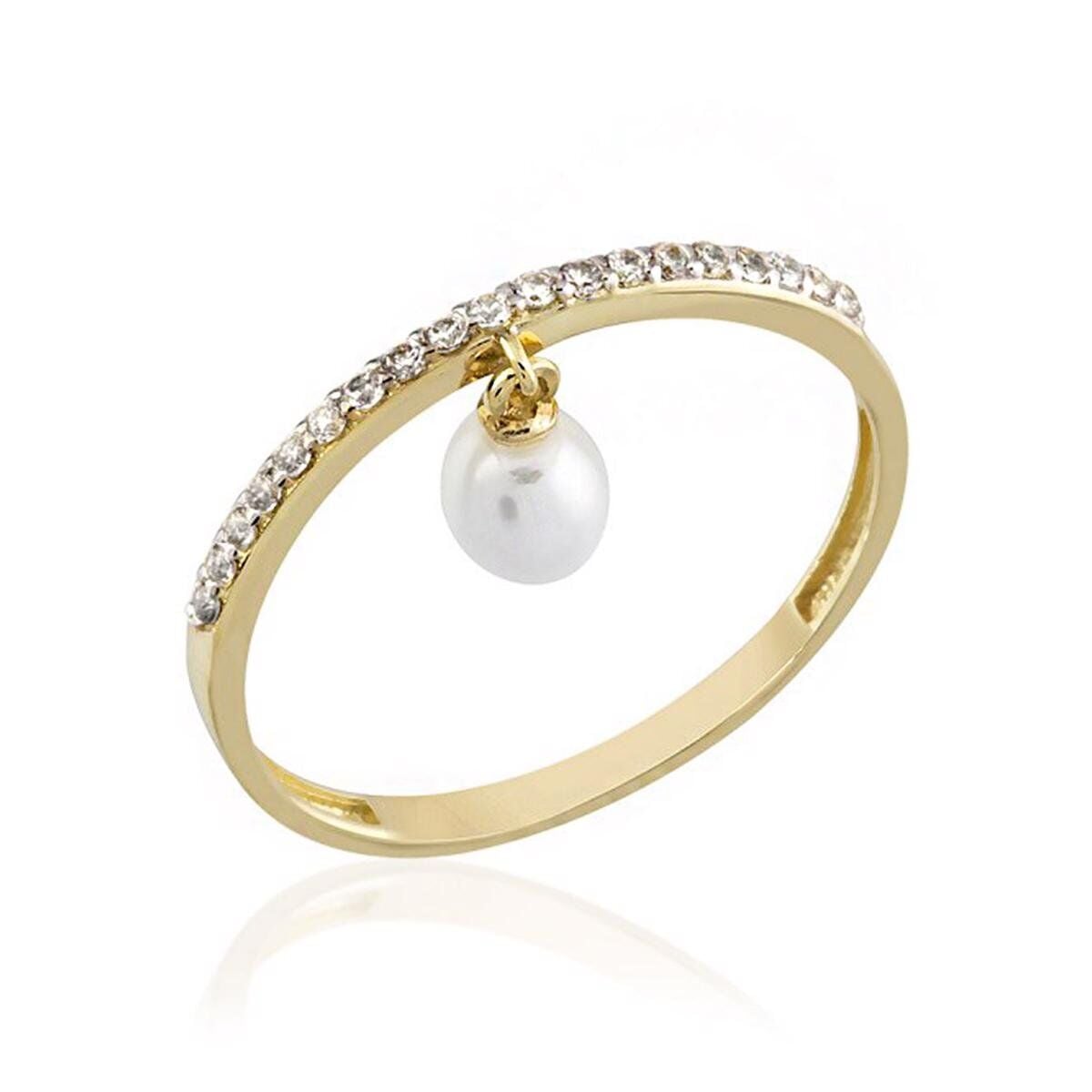 14K Yellow Gold Liona Drop Pearl Ring