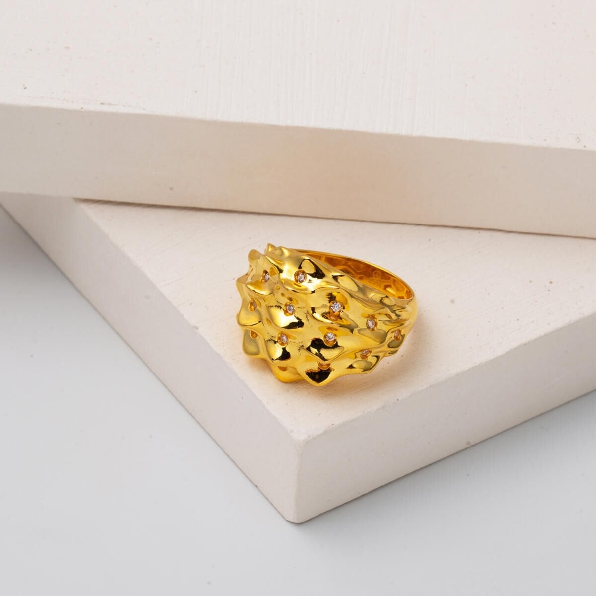 22K Yellow Gold Lodos Fashion Cubic Zirconia Ring