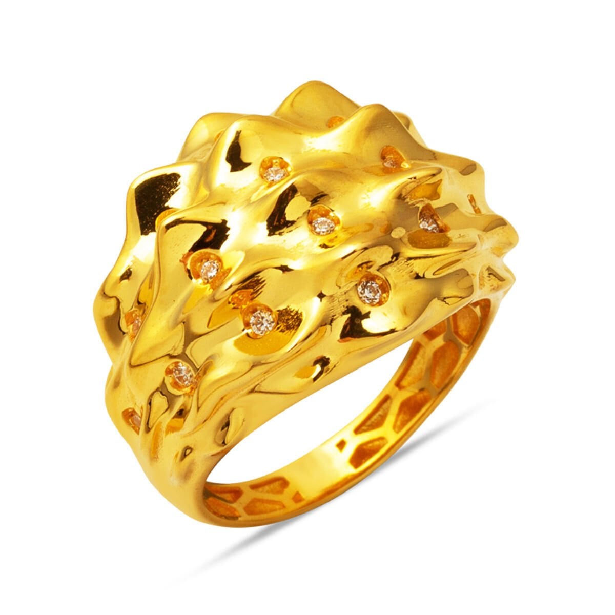 22K Yellow Gold Lodos Fashion Cubic Zirconia Ring