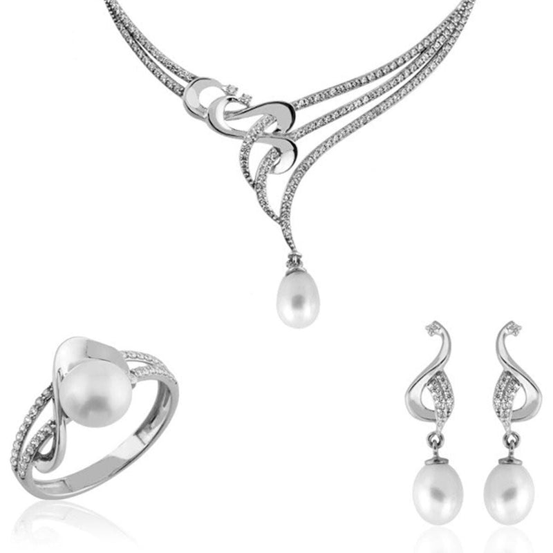 14K White Gold Loro Pearl Bridal Set