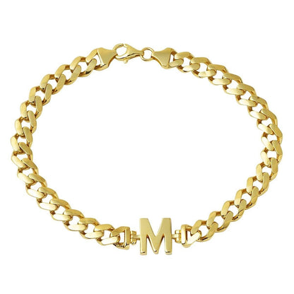 14K Yellow Gold Personalized M Initial Bracelet