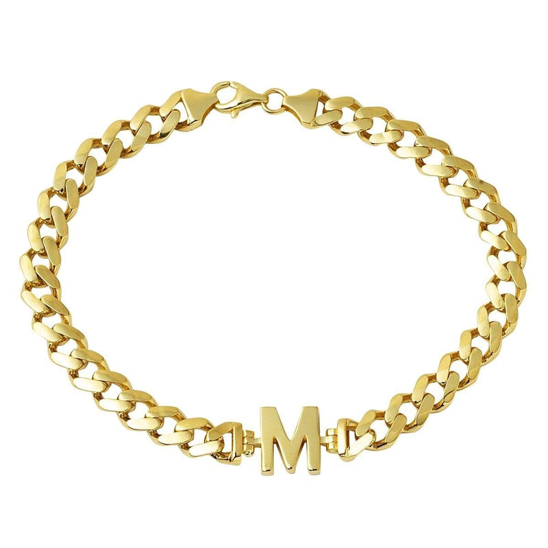14K Yellow Gold Personalized M Initial Bracelet