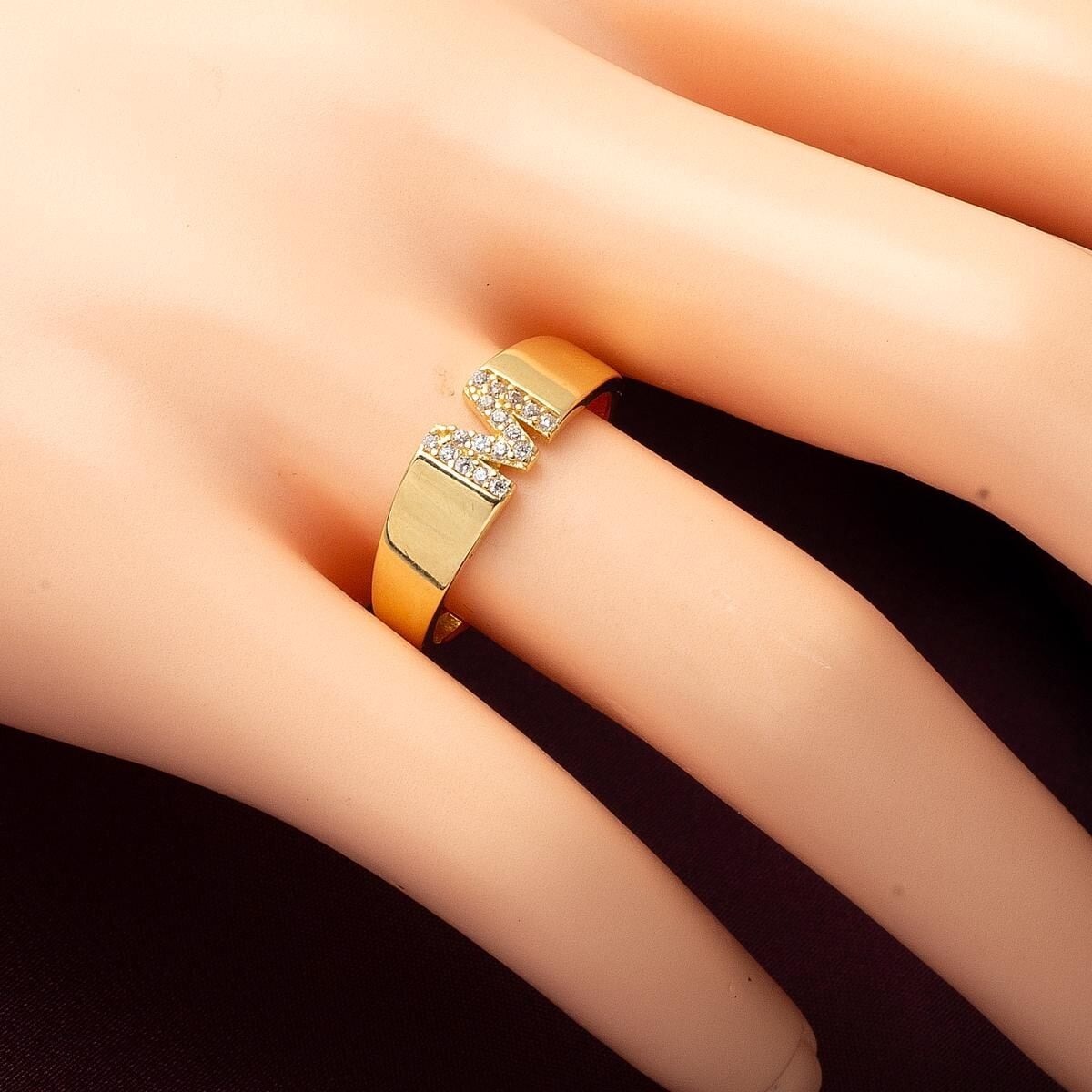 14K Yellow Gold Initial M Cubic Zirconia Ring