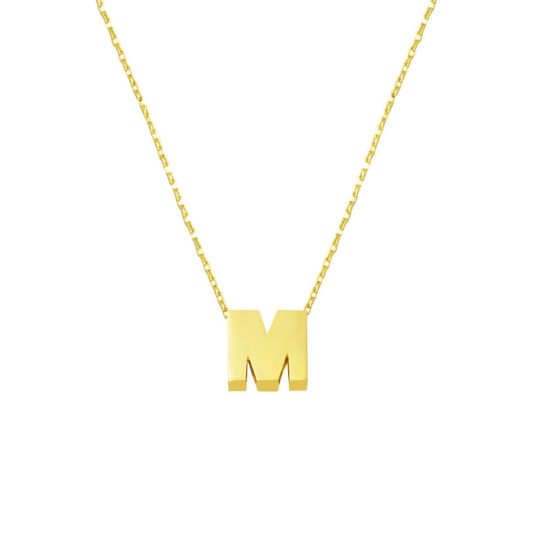 14K Yellow Gold Minimalist M Initial Necklace