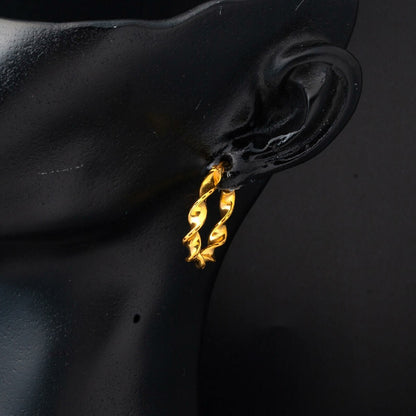 22K Yellow Gold Macaroni Twisted Hoop Earrings
